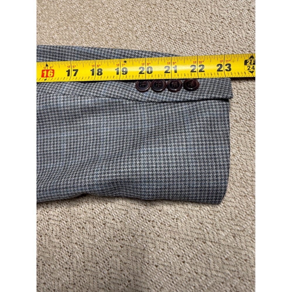 LAUREN Ralph Lauren Mens Blazer Sport Coat 38S Gray Blue Houndstooth Wool‎ Silk - Picture 12 of 12